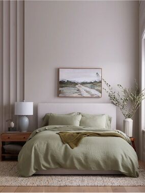 New Quince European Linen Duvet Cover Set Queen / Full - Willowleaf $194